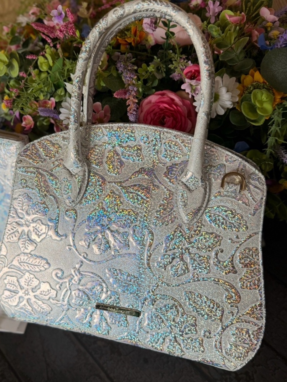 Brahmin Rosetta Chrome Estonia with SURI Wallet SET NWT ONE OF a KIND REFLECTIVE - Picture 3 of 16